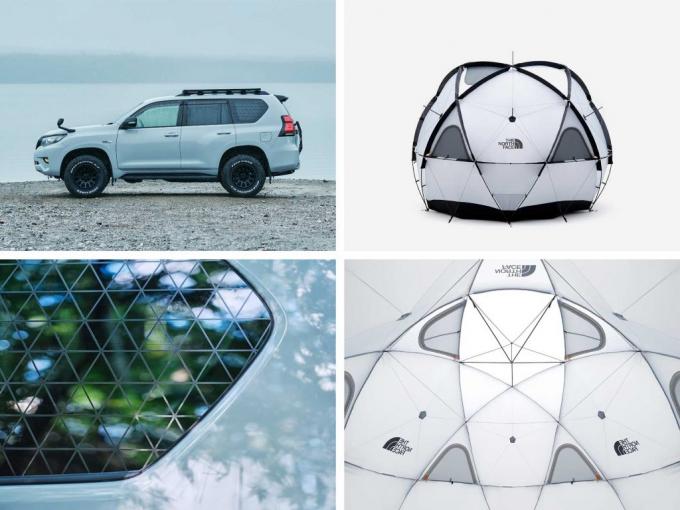 ザ・ノース・フェイスのドーム型テント「Geodome 4」の意匠を取り入れたデザイン