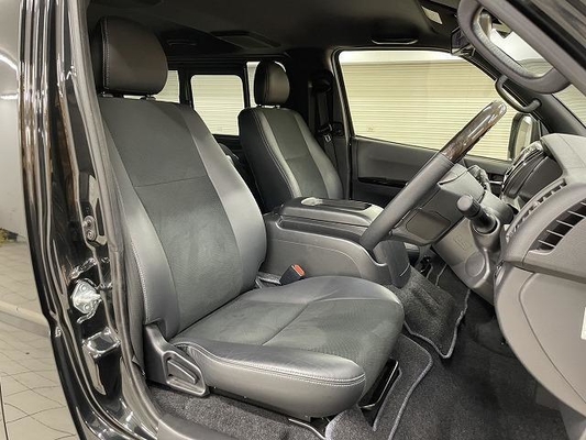 Toyota Hiace Van With Super GL Original Front Bumper, Original 16-Inch Oxidized Aluminum Wheels, Original Mudguards, Original LED Tail Lights, Original Seat Covers, Original BET Kit, Alpine 11inch Equ
