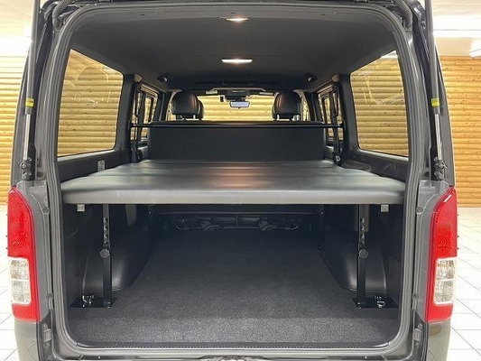 Toyota Hiace Van With Super GL Original Front Bumper, Original 16-Inch Oxidized Aluminum Wheels, Original Mudguards, Original LED Tail Lights, Original Seat Covers, Original BET Kit, Alpine 11inch Equ